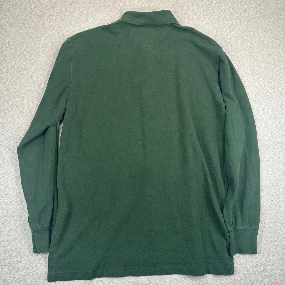 Ralph Lauren Long Sleeve Polo Shirt Mens M Green Orange Pony Cotton Preppy
